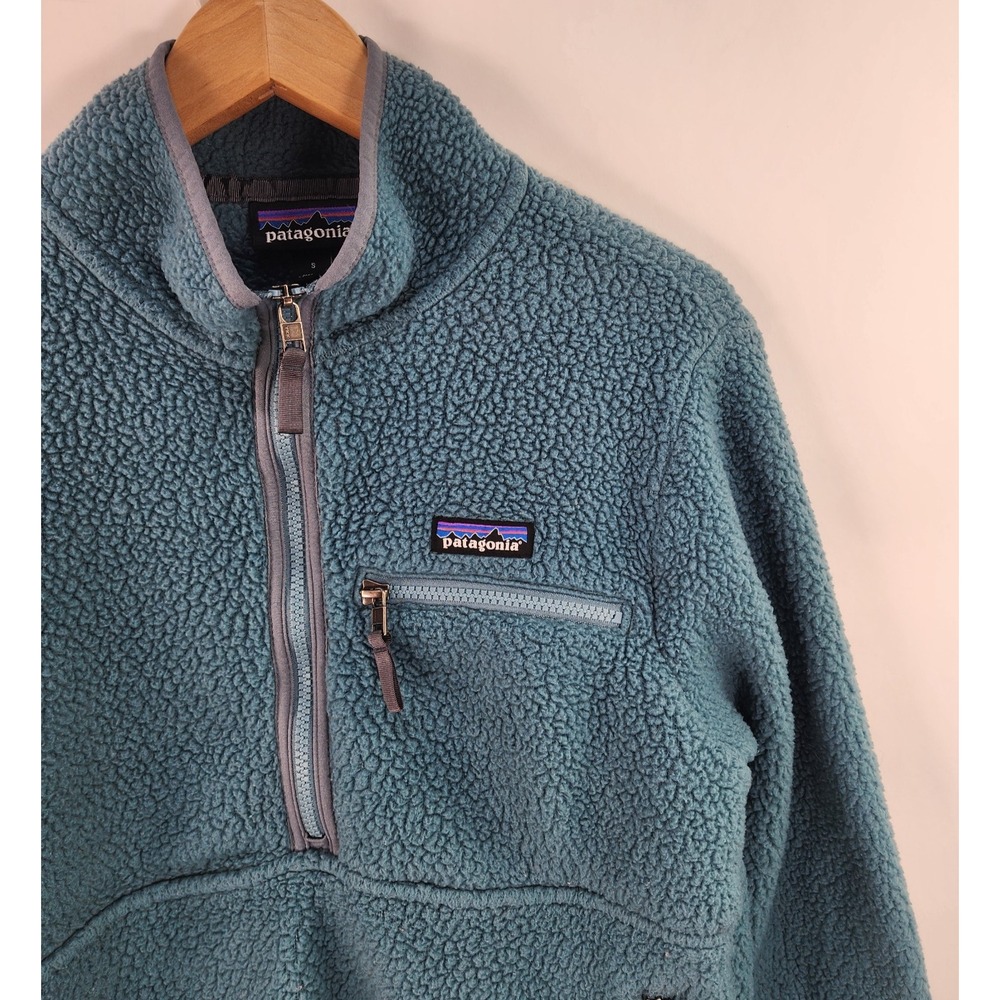 Patagonia Retro Pile Marsupial Fleece Pullover Womens S Turquoise 1/2 Zip - Picture 2 of 9